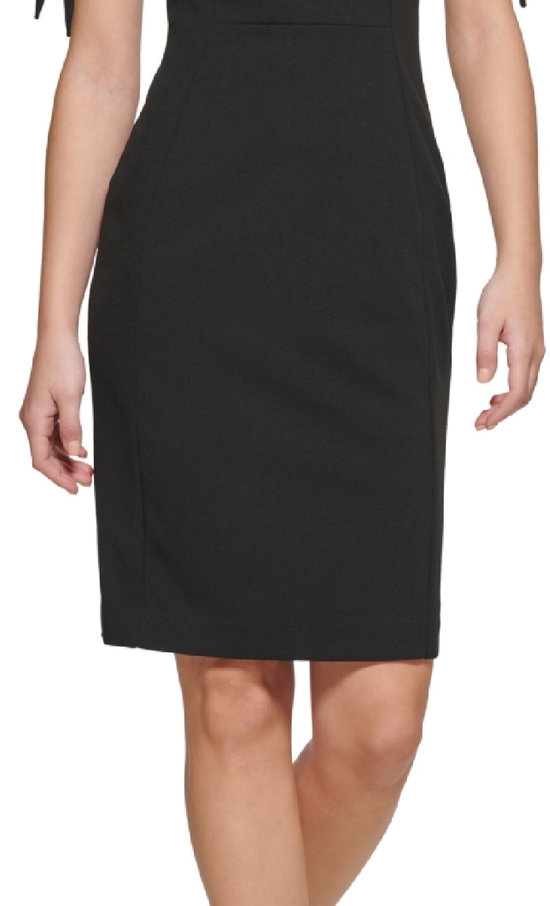 Vestido Calvin Klein Feminino com Punhos Amarrados, Preto, Tamanho 6
