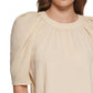 Blusa Calvin Klein Feminina Texturizada Ombros Bufantes Marrom Tamanho P
