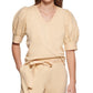 Calvin Klein Moletom Feminino de Algodão com Manga Bufante Marrom Tamanho X-G