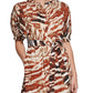 Calvin Klein Vestido midi com estampa animal e manga bufante, tamanho sortido 6
