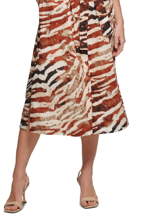 Calvin Klein Vestido midi com estampa animal e manga bufante, tamanho sortido 6