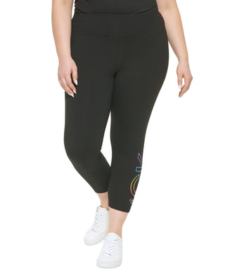 Calvin Klein Women's Performance Plus Pride Ombre Logo 7/8 Leggings Black Size 2X