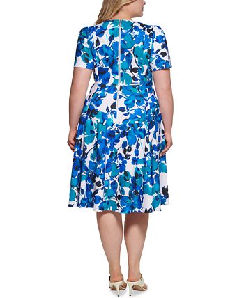 Vestido Calvin Klein Feminino Estampado Floral Azul Tamanho 22W