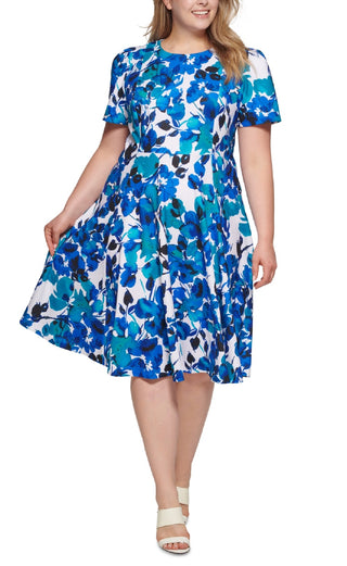 Vestido Calvin Klein Feminino Estampado Floral Azul Tamanho Pequeno Pequeno