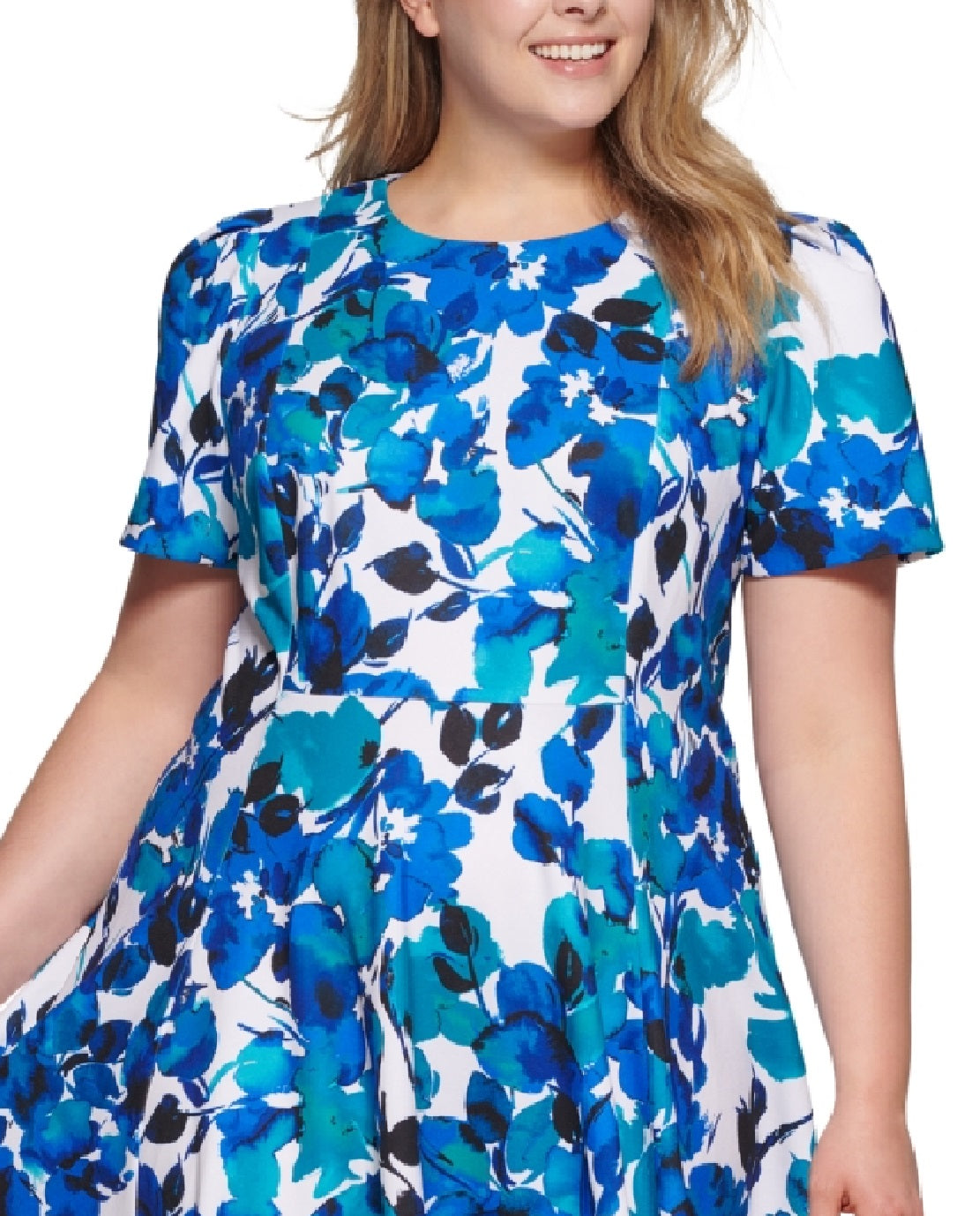 Vestido Calvin Klein Feminino Estampado Floral Azul Tamanho Pequeno Pequeno