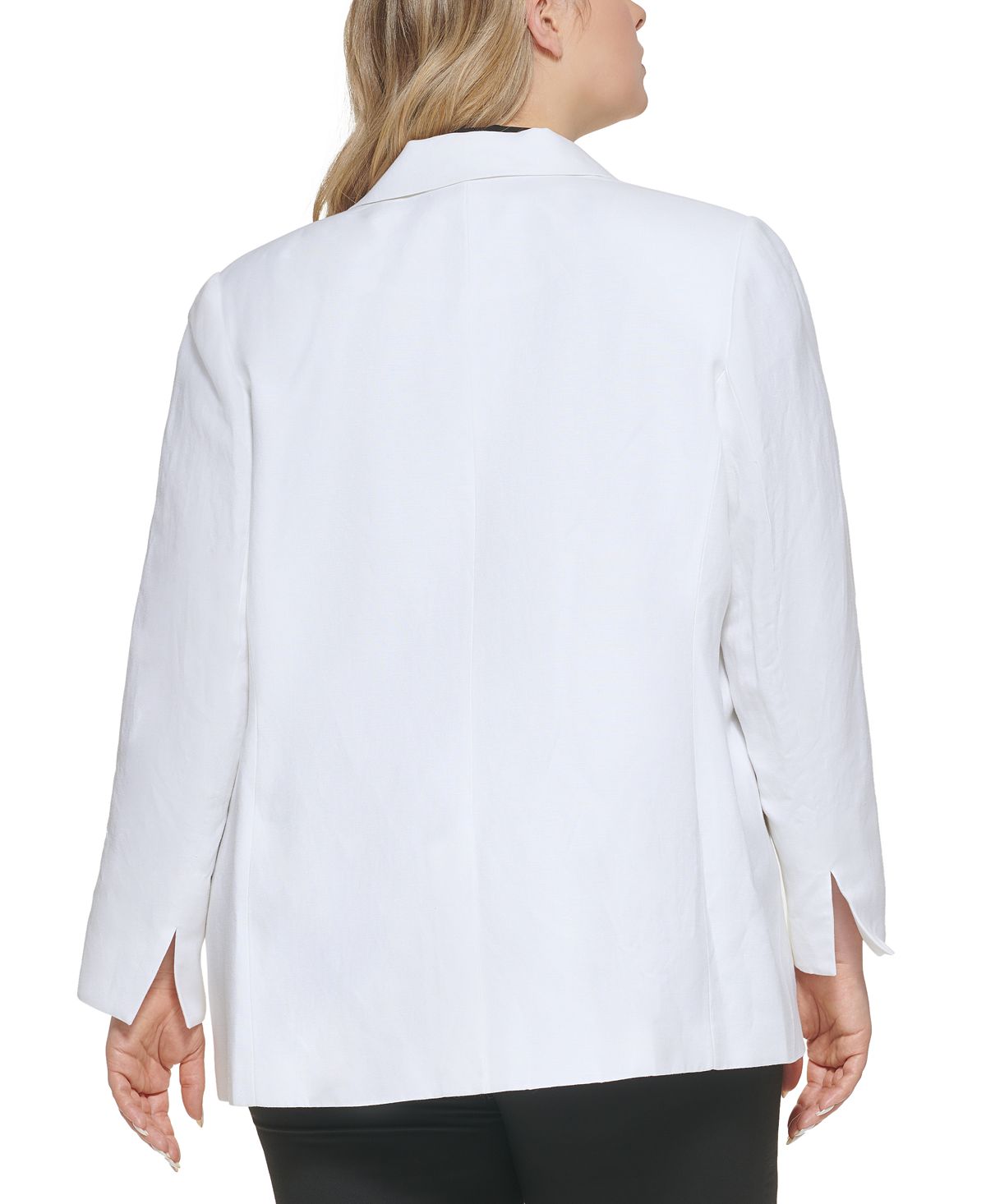 Calvin Klein Blazer Feminino com Gola Xale e Frente Aberta, Branco, Tamanho 18W