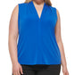 Blusa Calvin Klein Feminina Gola V Lisa Azul Tamanho 1X
