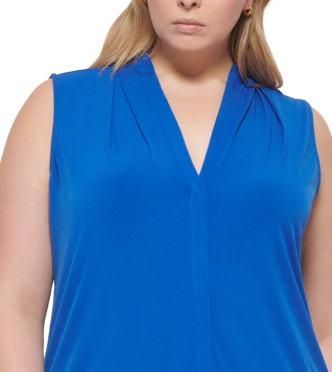 Blusa Calvin Klein Feminina Gola V Lisa Azul Tamanho 1X