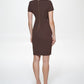 Vestido Calvin Klein Feminino de Couro Sintético Sólido com Amarração na Cintura e Bainha Marrom Tamanho 4