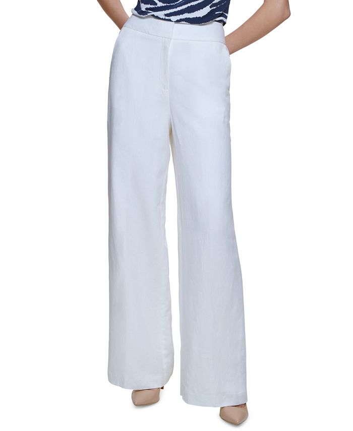 Calça Calvin Klein Feminina Cintura Alta Perna Larga Branca Tamanho 8 Petite