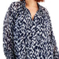 Blusa Calvin Klein Feminina Estampada com Amarração no Pescoço Azul Tamanho 2X