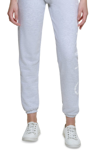 Calça jogger feminina Calvin Klein com logo, branca, tamanho X-S