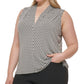 Blusa Calvin Klein Feminina com Estampa Geo e Gola V Verde Tamanho 3X