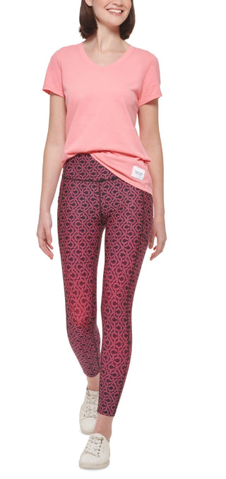 Calça legging Calvin Klein feminina estampada cintura alta 7/8 laranja tamanho grande