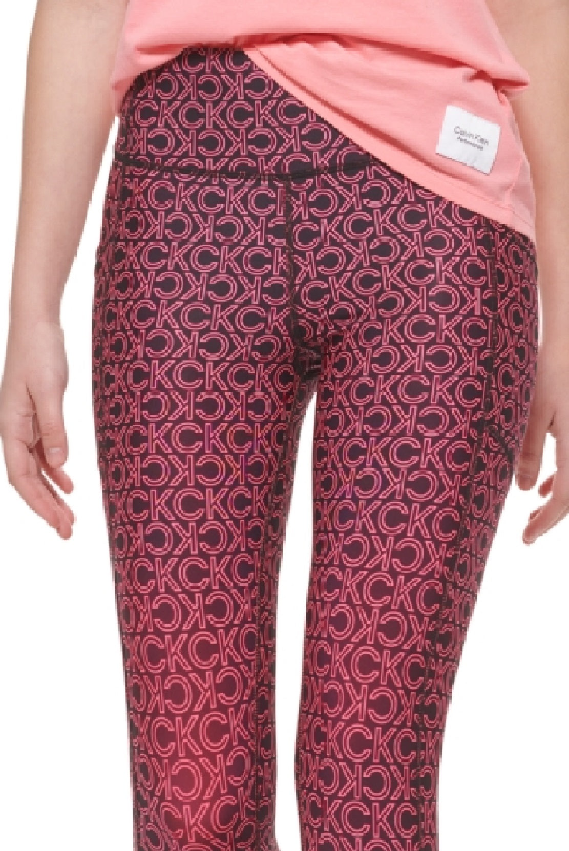Calça legging Calvin Klein feminina estampada cintura alta 7/8 laranja tamanho grande