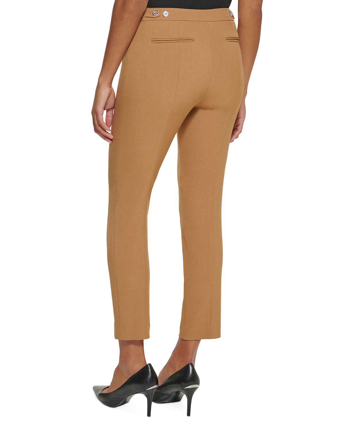 Calça Calvin Klein Highline Texturizada Feminina Marrom Tamanho 6 Petite