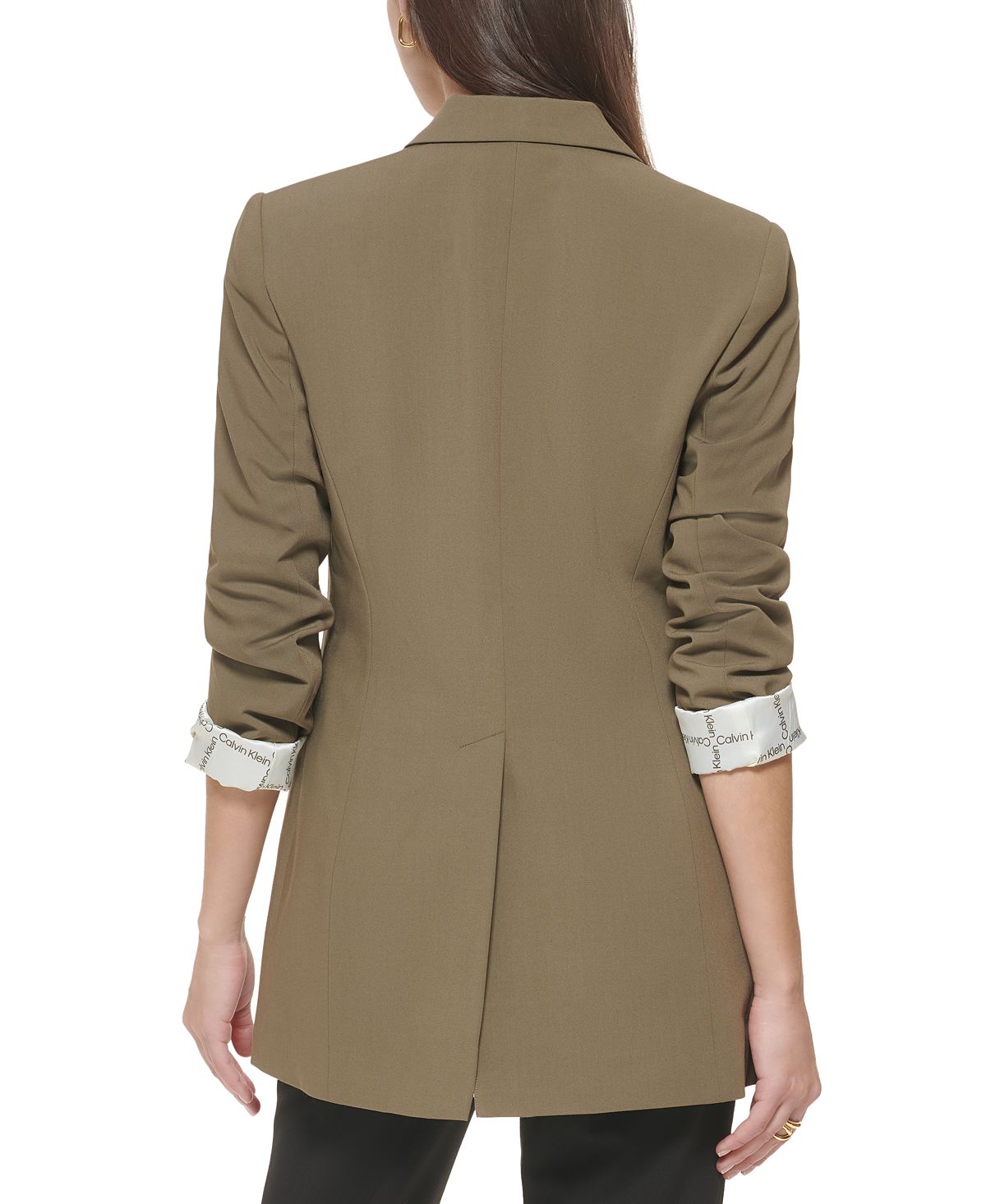 Calvin Klein Lux Feminino Um Botão Manga 3/4 Blazer Verde Tamanho 8 Petite
