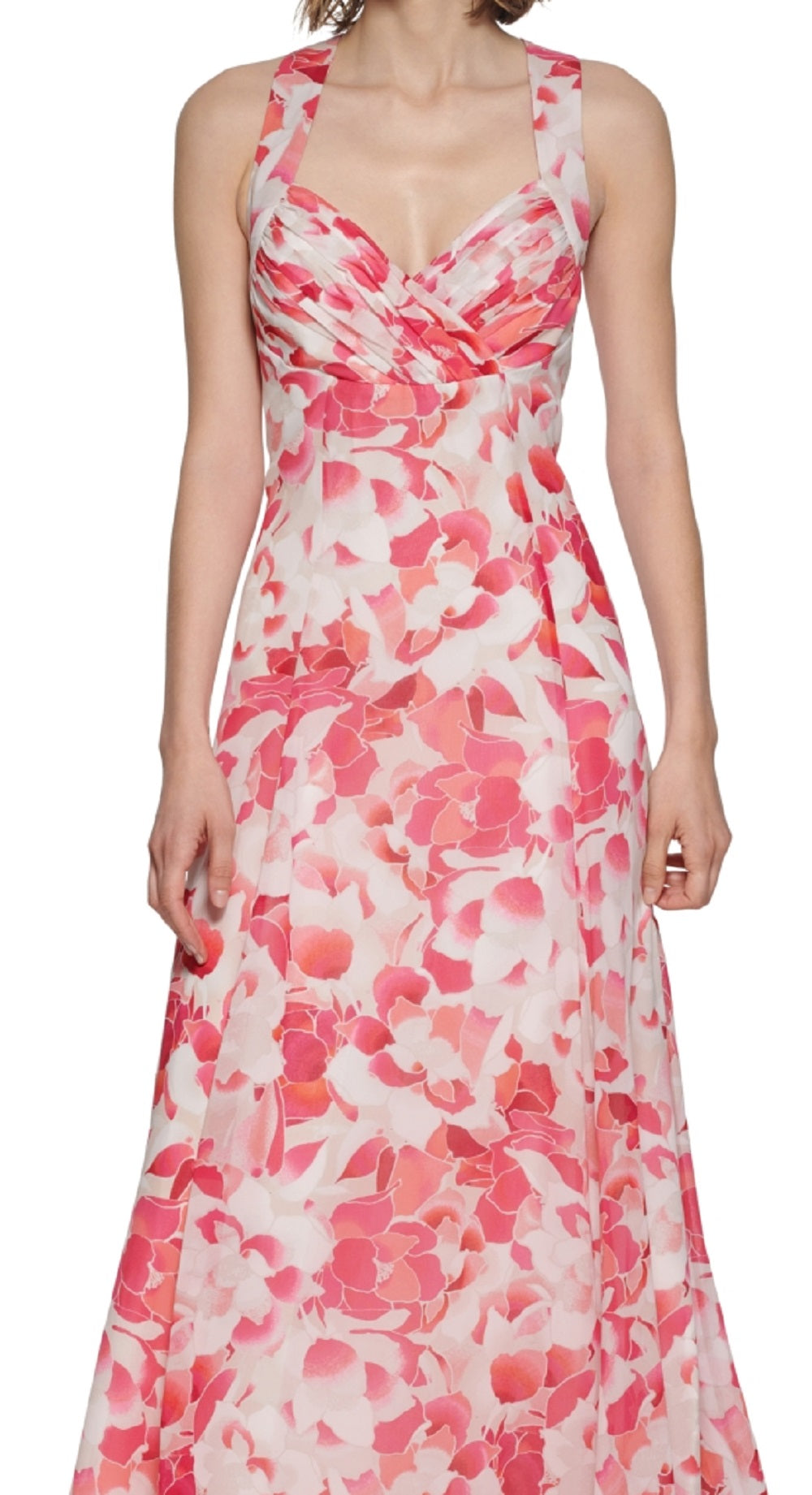 Vestido Calvin Klein Feminino Floral com Alças nas Costas Rosa Tamanho 4