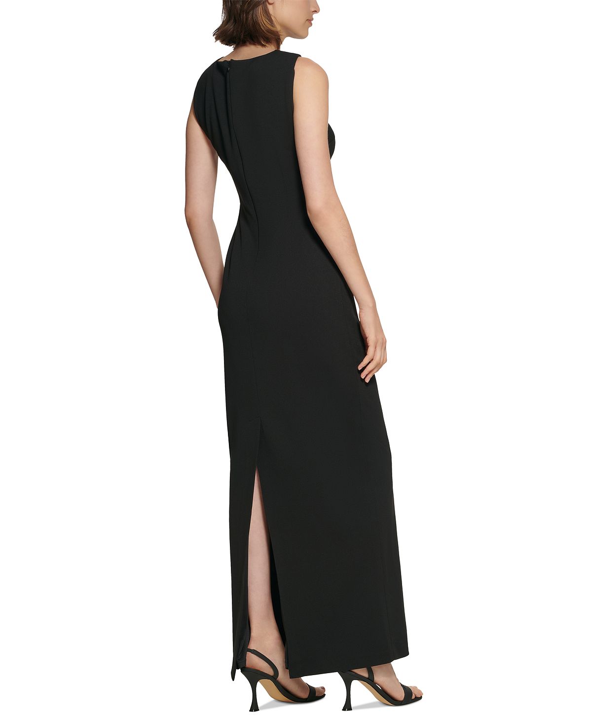 Vestido Calvin Klein Feminino Scuba Crepe com Nó Frontal Preto Tamanho 6