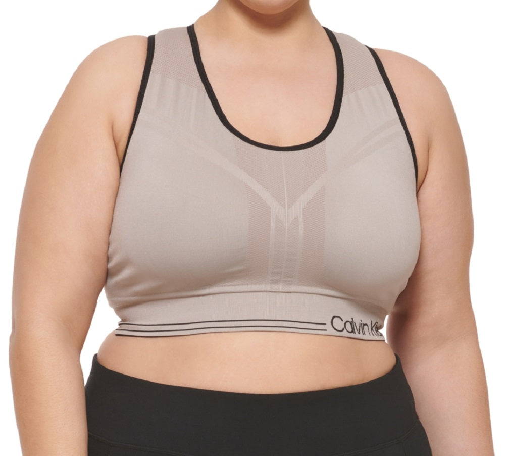 Sutiã esportivo reversível Calvin Klein feminino de médio impacto marrom tamanho 3X
