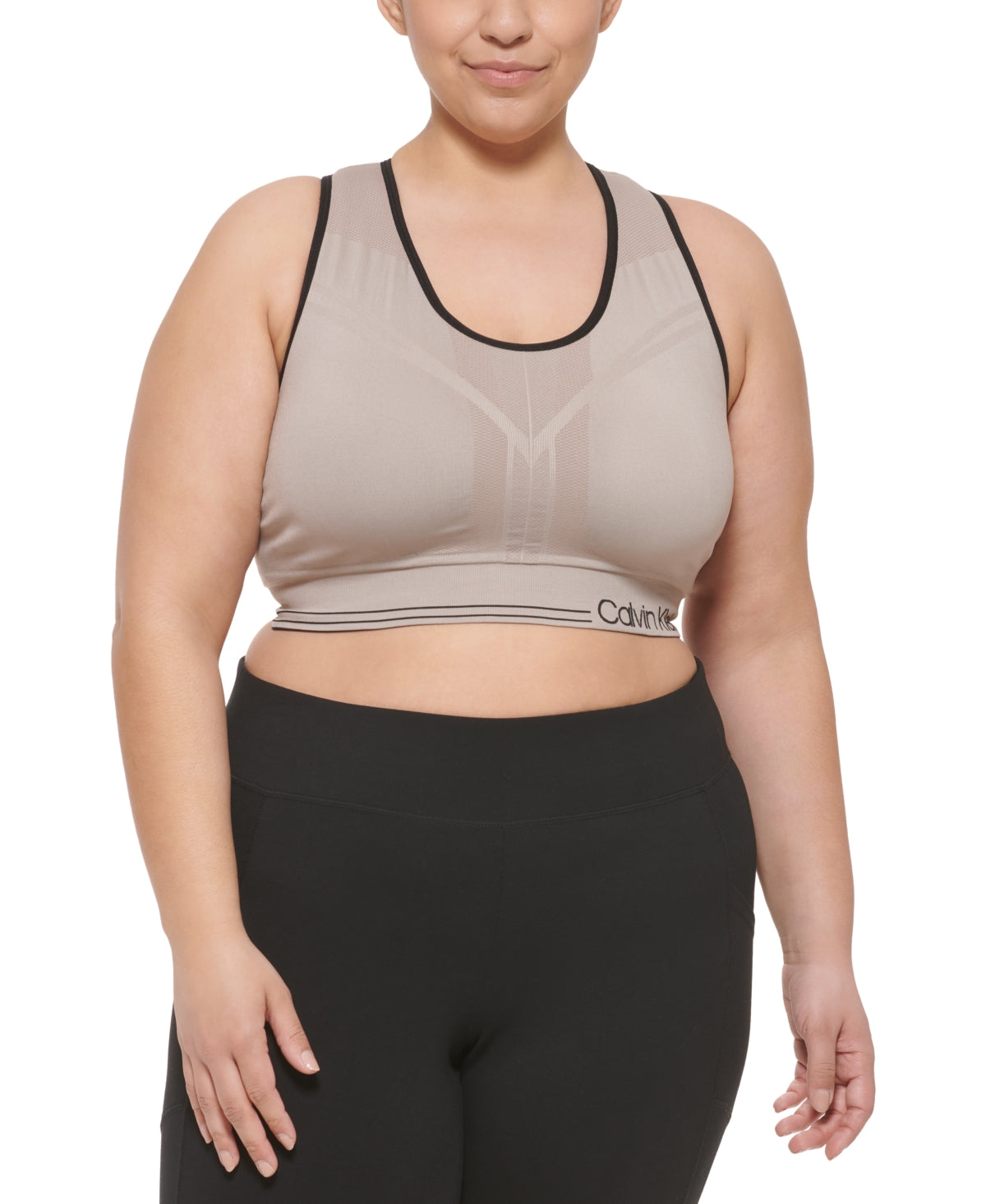 Sutiã esportivo reversível Calvin Klein feminino de médio impacto marrom tamanho 3X