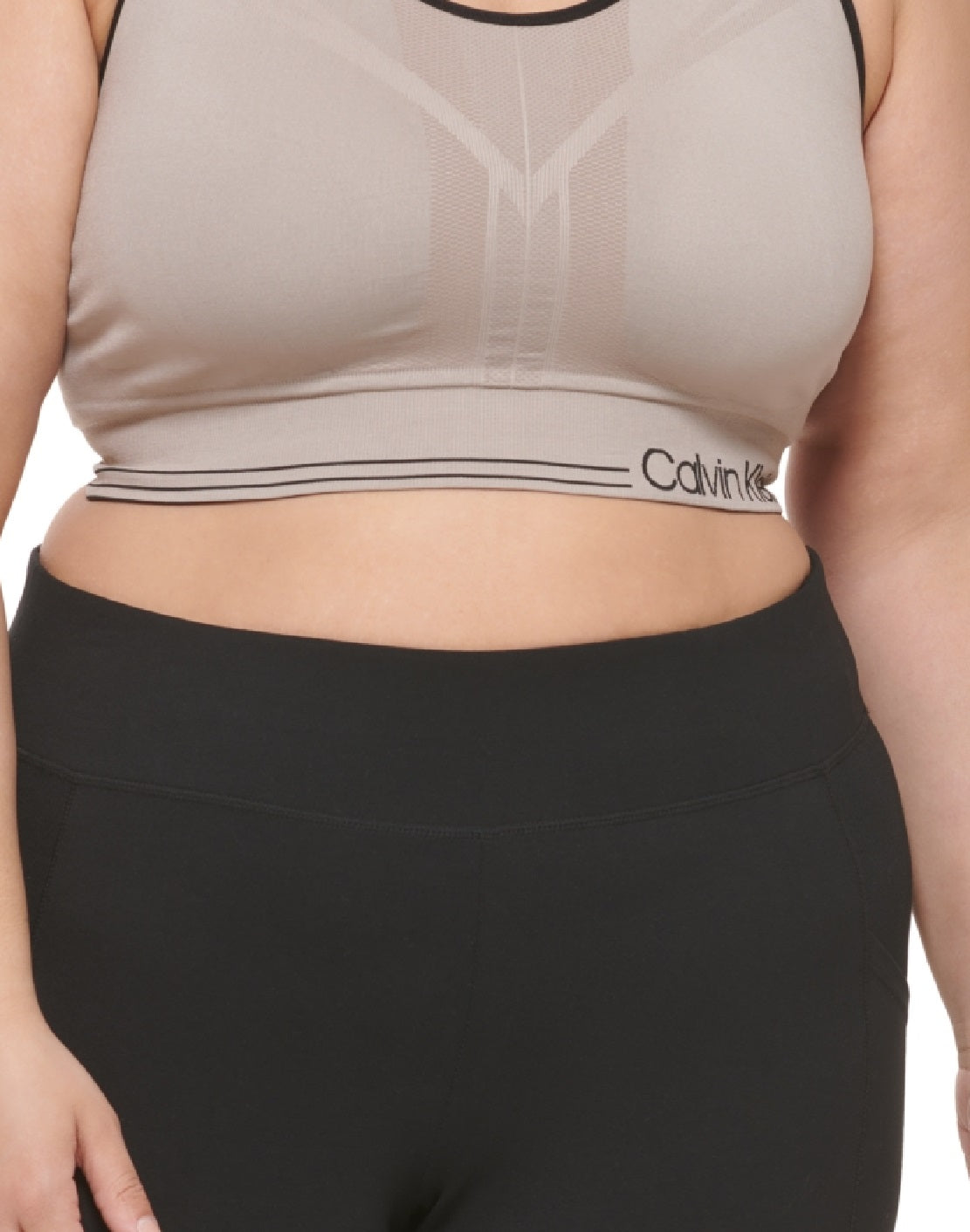 Sutiã esportivo reversível Calvin Klein feminino com absorção de umidade, marrom, tamanho 1X