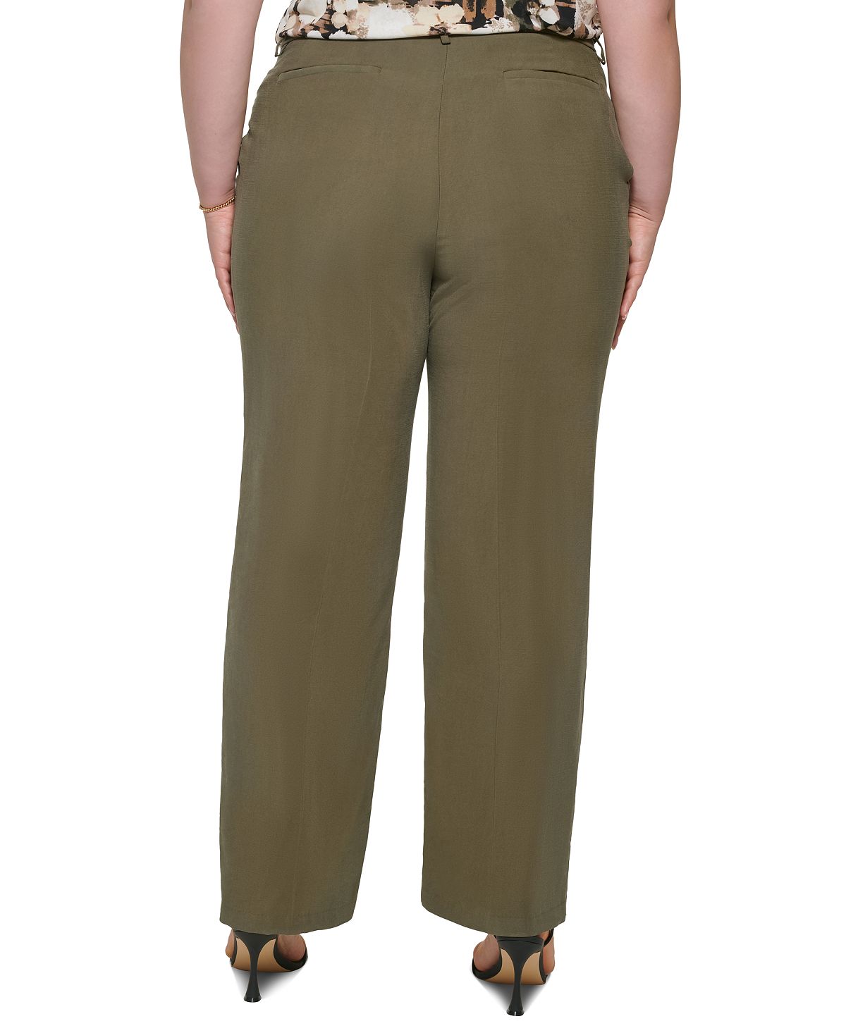 Calça feminina Calvin Klein Wide Leg Verde Tamanho 16W