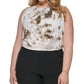 Blusa plissada tie-dye feminina Calvin Klein, verde, tamanho 3X