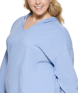 Calvin Klein Women's Cotton Drop Shoulder Pullover Top Blue Size 3X