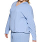 Blusa feminina Calvin Klein de algodão com ombros caídos, azul, tamanho 3X