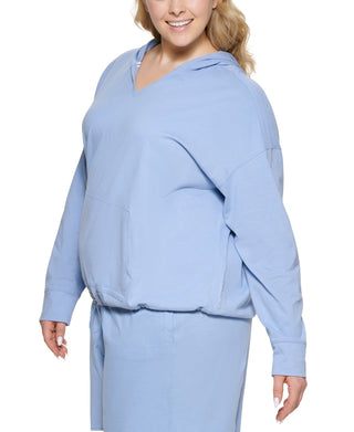 Calvin Klein Women's Cotton Drop Shoulder Pullover Top Blue Size 3X