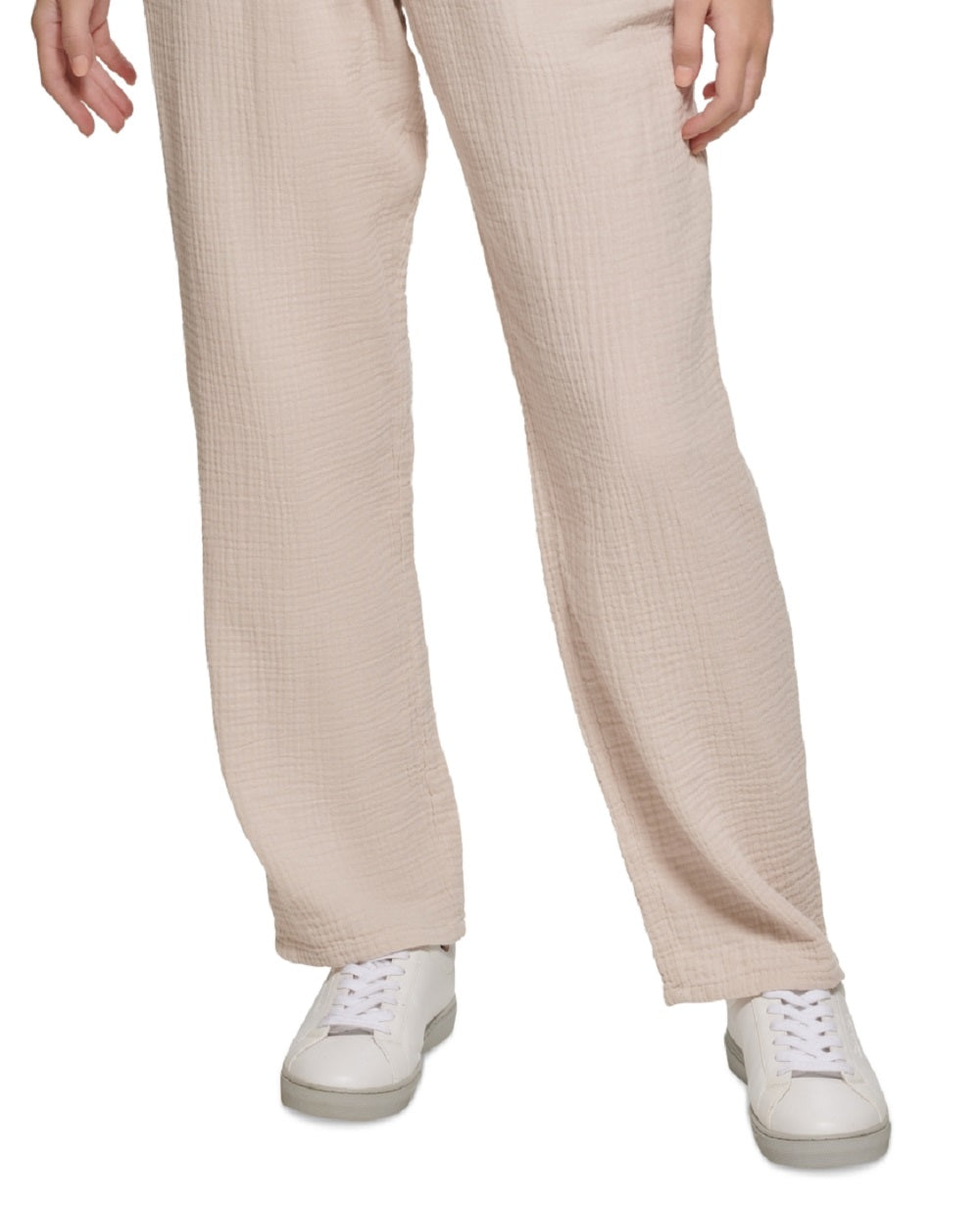 Calça Calvin Klein Feminina Algodão Crepe Corte Reto Marrom Tamanho Pequeno Grande