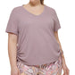 Camiseta Calvin Klein Feminina Franzida Marrom Tamanho 2X