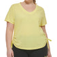 Camiseta Calvin Klein Feminina Franzida Amarela Tamanho 1X