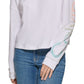 Camiseta Calvin Klein Feminina Gola Redonda Manga Longa Branca Tamanho Pequeno Médio