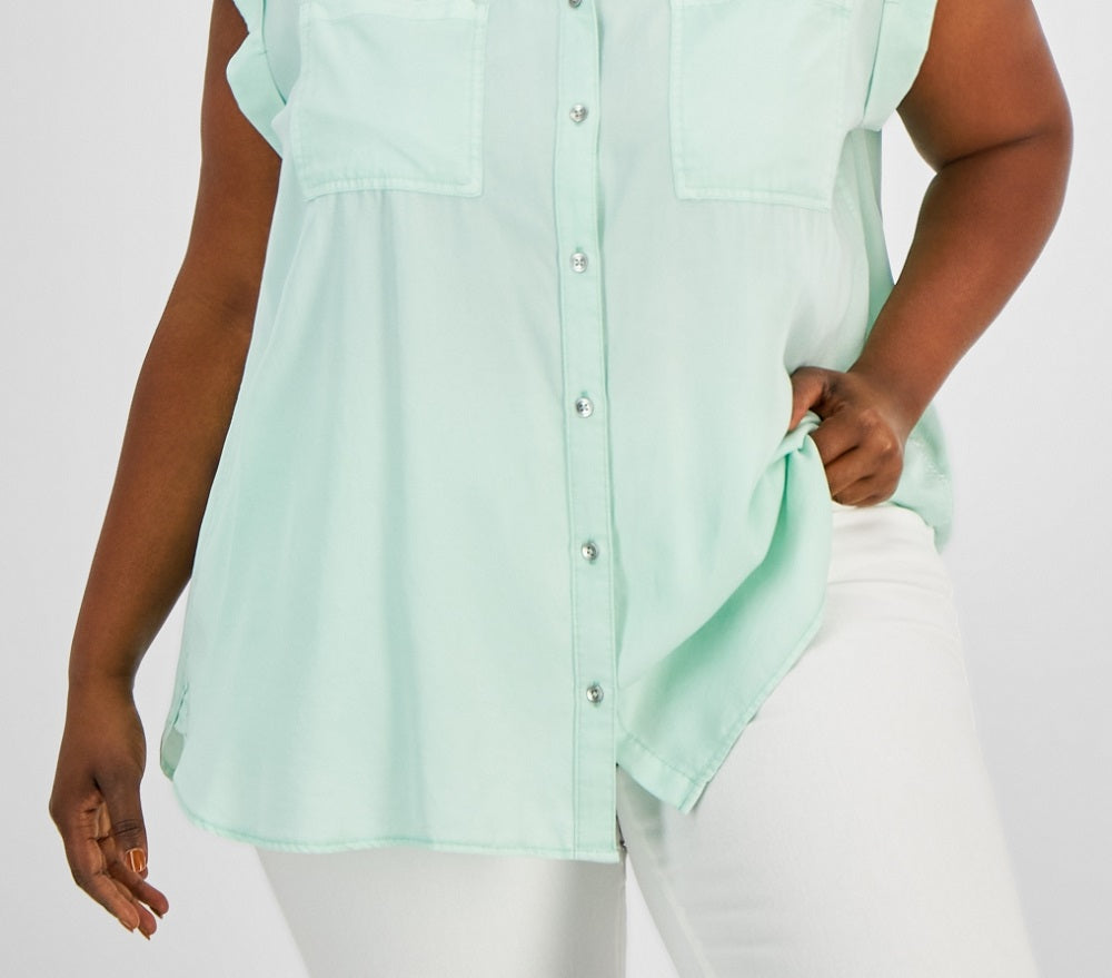 Blusa Calvin Klein Feminina Manga Curta Verde Tamanho 2X