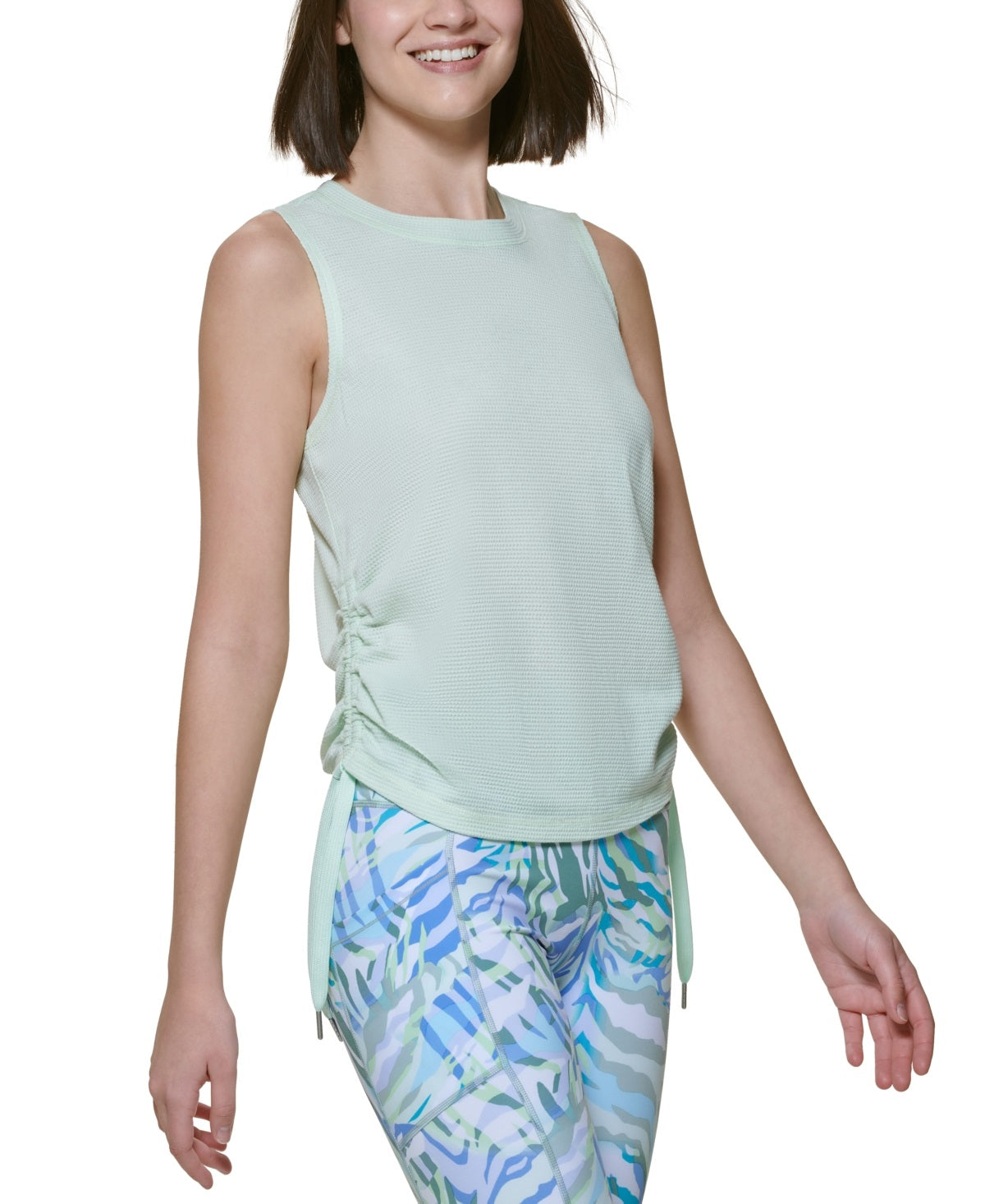 Calvin Klein Regata Feminina com Amarração Lateral e Babados Verde Tamanho Grande