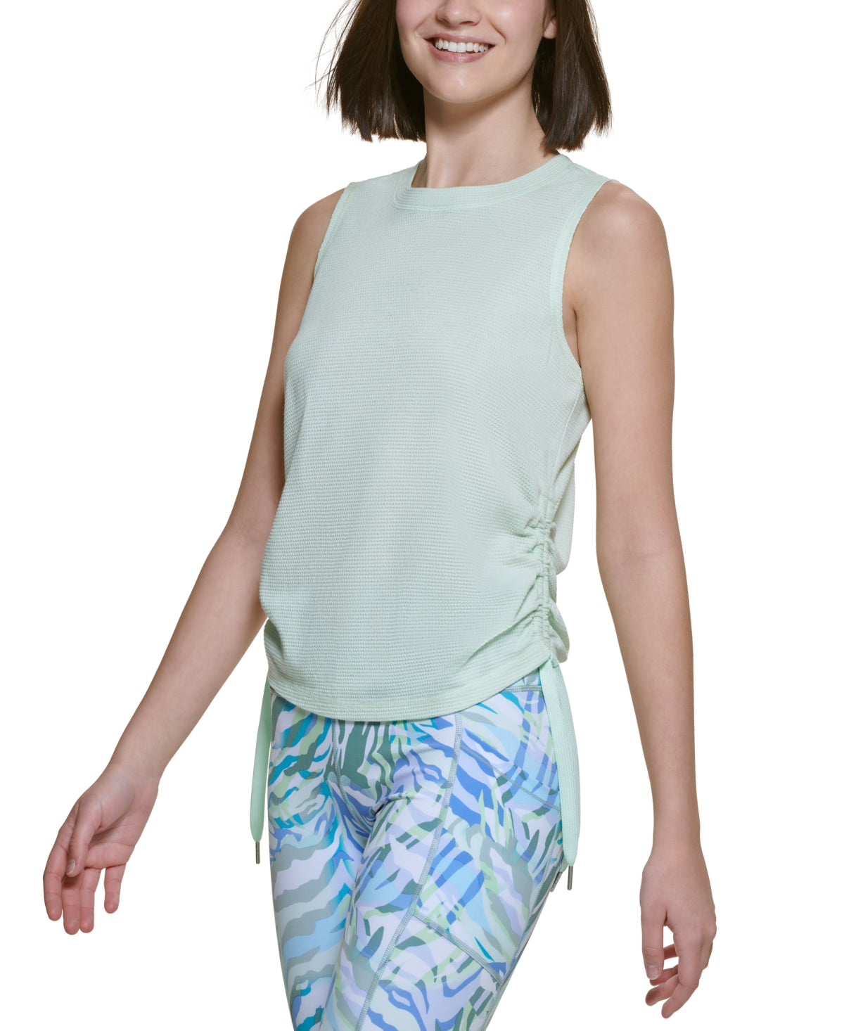 Calvin Klein Regata Feminina com Amarração Lateral e Babados Verde Tamanho Grande