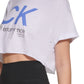 Camiseta feminina Calvin Klein cropped com logo, branca, tamanho pequeno