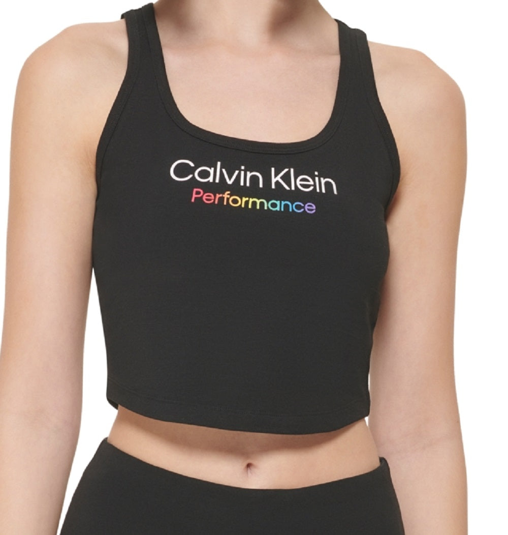 Blusa curta Calvin Klein Pride Logo Feminina Preta Tamanho X-G