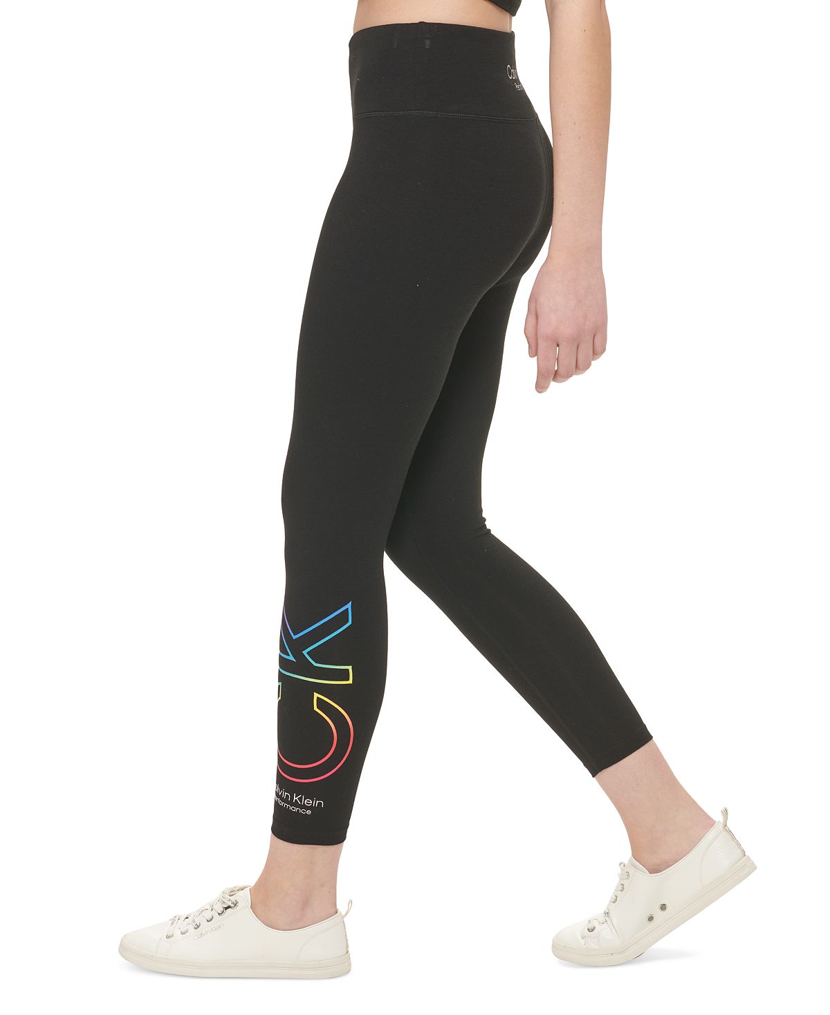 Calça legging Calvin Klein Pride Ombre Logo 7/8 feminina, preta, tamanho pequeno
