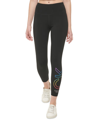 Calça legging Calvin Klein Pride Ombre Logo 7/8 feminina, preta, tamanho pequeno