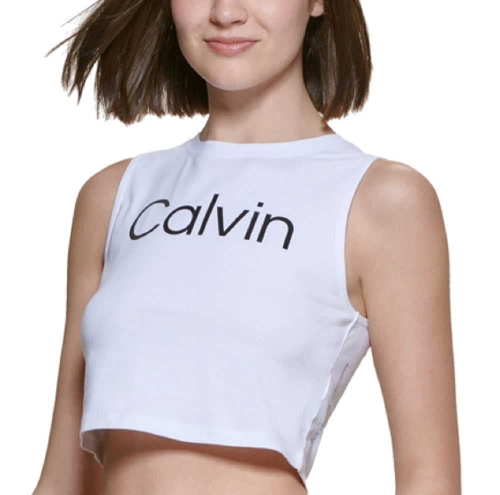 Calvin Klein Regata Cropped Feminina Branca Tamanho Médio