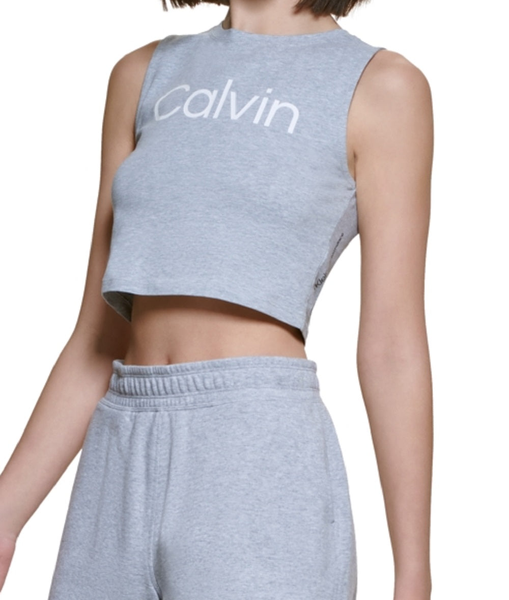 Calvin Klein Regata Cropped Feminina Cinza Tamanho Grande
