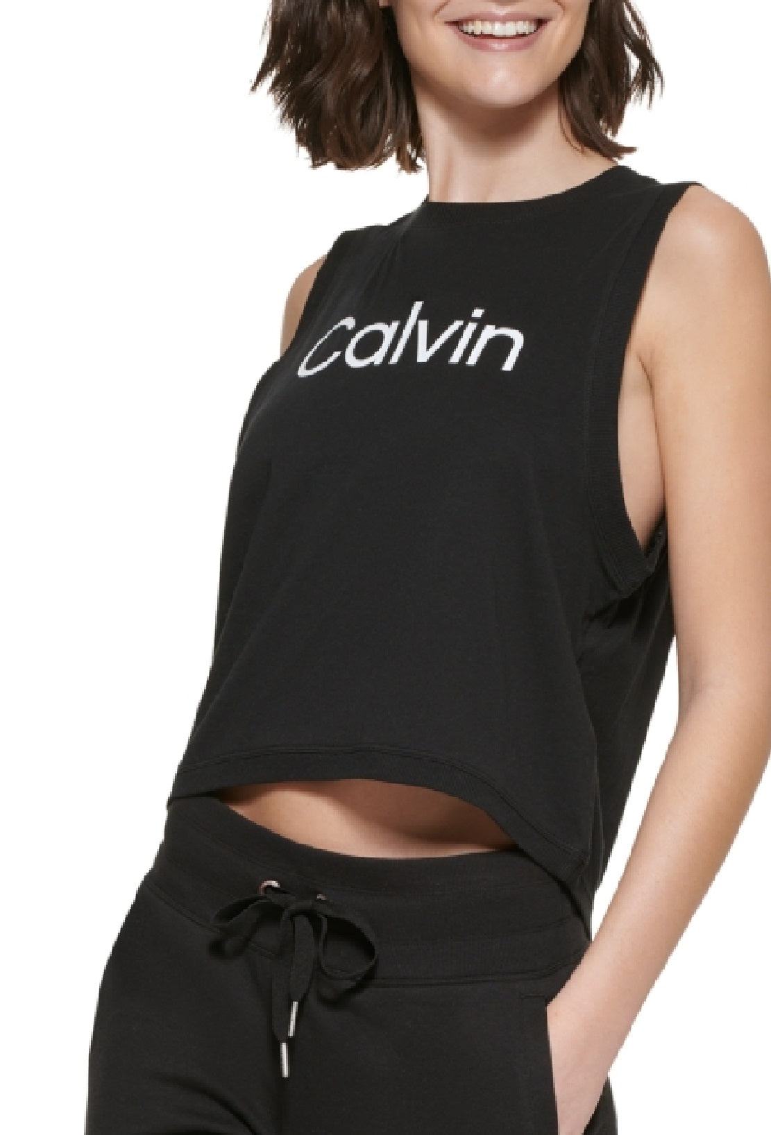 Calvin Klein Regata Muscle Feminina Preta Tamanho Médio