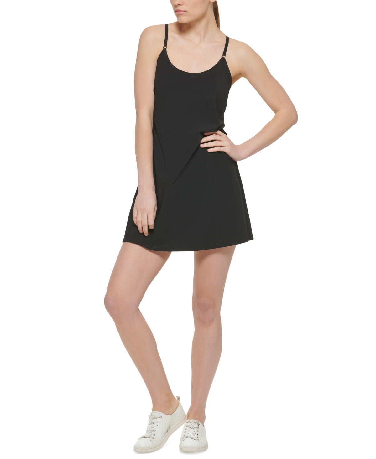 Vestido de exercício feminino Calvin Klein Pickleball preto, tamanho médio