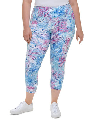 Calça legging feminina estampada cintura alta 7/8 roxa tamanho 1X