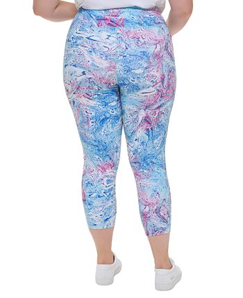Calça legging feminina estampada cintura alta 7/8 roxa tamanho 1X
