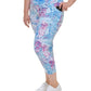 Calça legging feminina estampada cintura alta 7/8 roxa tamanho 1X