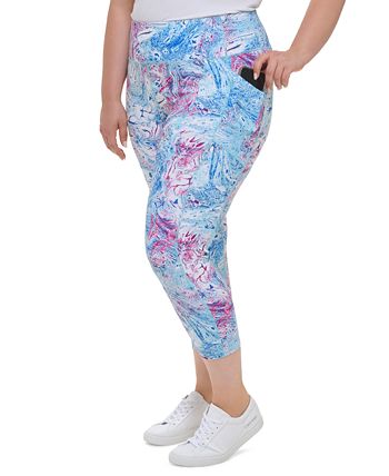 Calça legging feminina estampada cintura alta 7/8 roxa tamanho 1X